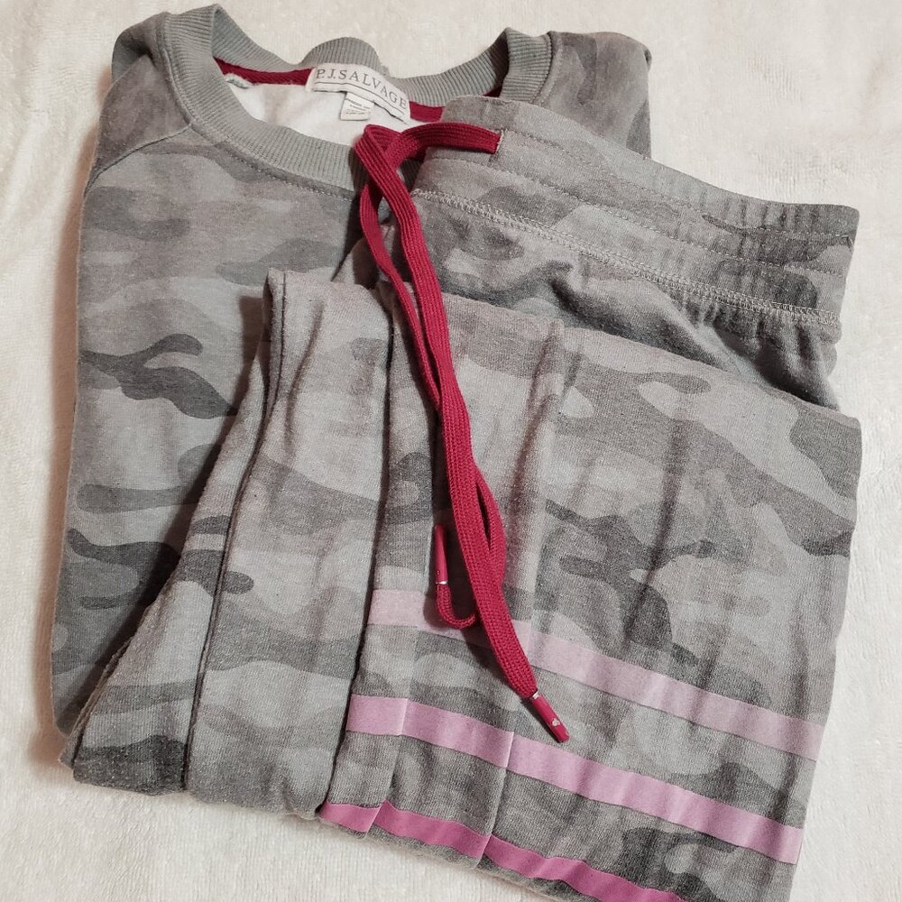 PJ Salvage Gray Camo Matching Jogger Set - S